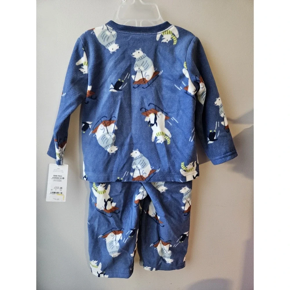 Just One You by Carter's Baby Boy‎ 2-Piece Fleece Pajama Set 12M – Blue Polar